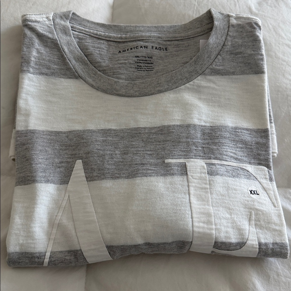 American Eagle Outfitters Gray and White Tee